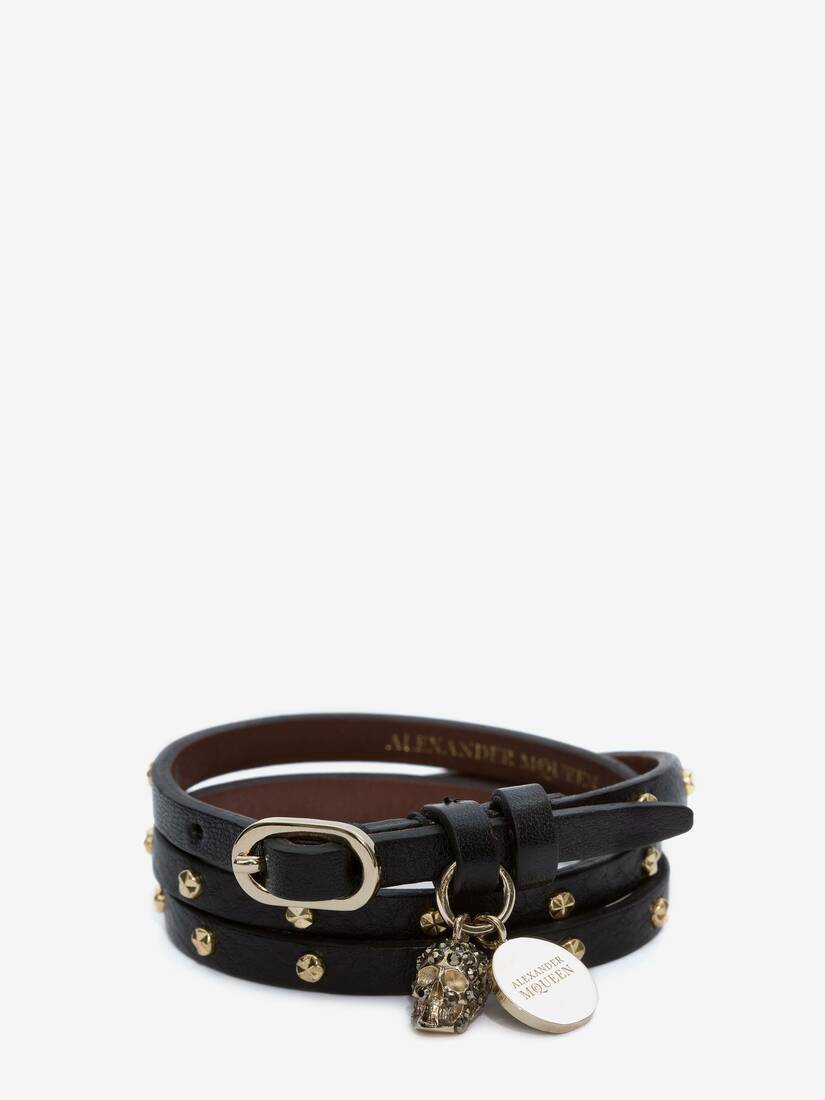 Pulsera Alexander McQueen Double-Wrap Studded Mujer - Negros - Mexico 179-SCUNQI